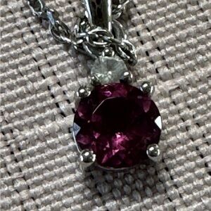 Elegant Garnet and Diamond Pendant Necklace & Earrings